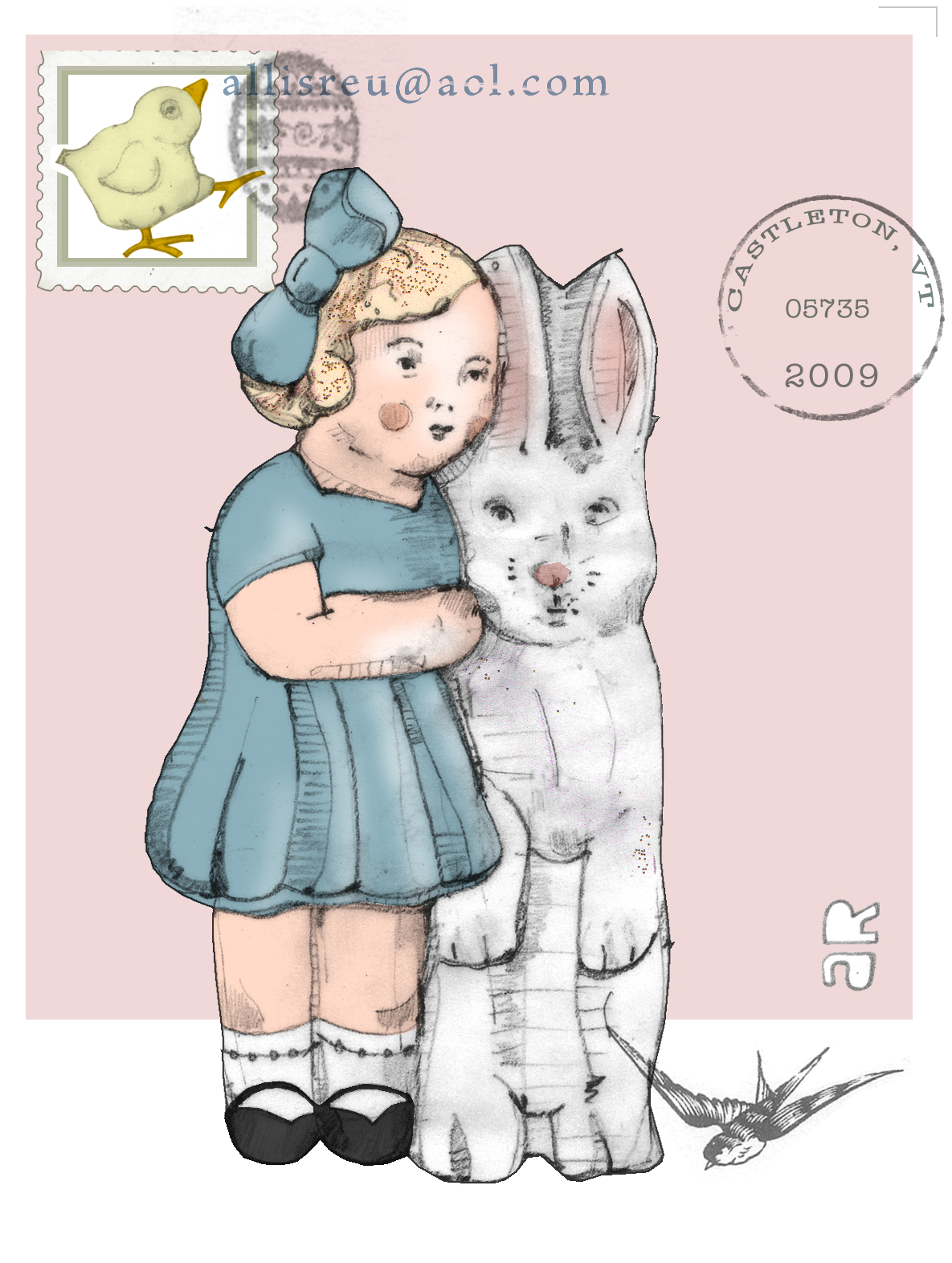 Easter Girl and Rabbit